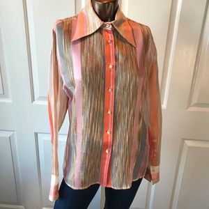 Faconnable PLATINE Vintage Sheer Striped Blouse